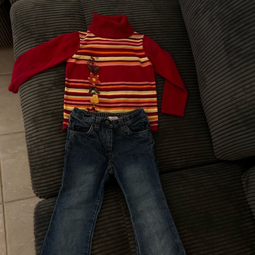 Gymboree Multicolor Striped Top and Denim Jeans